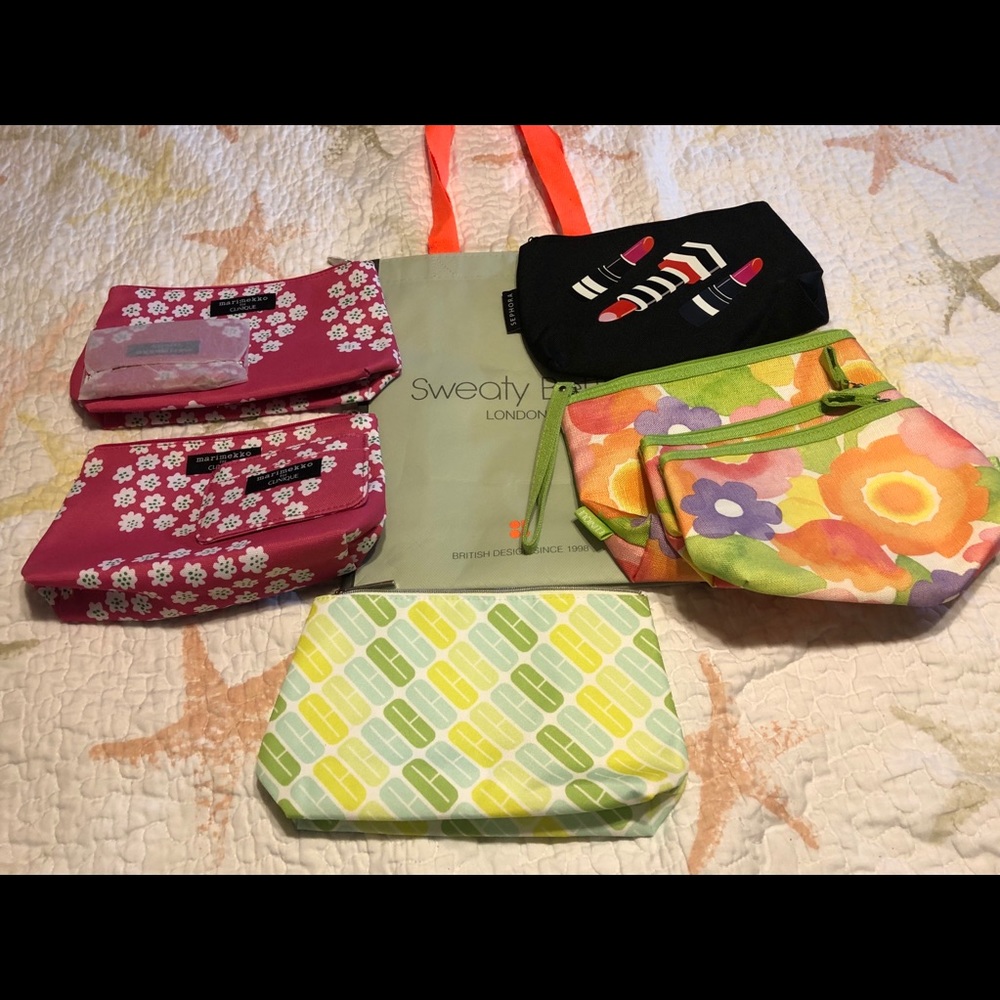Bundle of makeup bags and small reusable tote bag